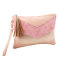 Luxury Europe Stylish Snakeskin Leather Ladies Color Contrast Purse Makeup Bag with Tassel